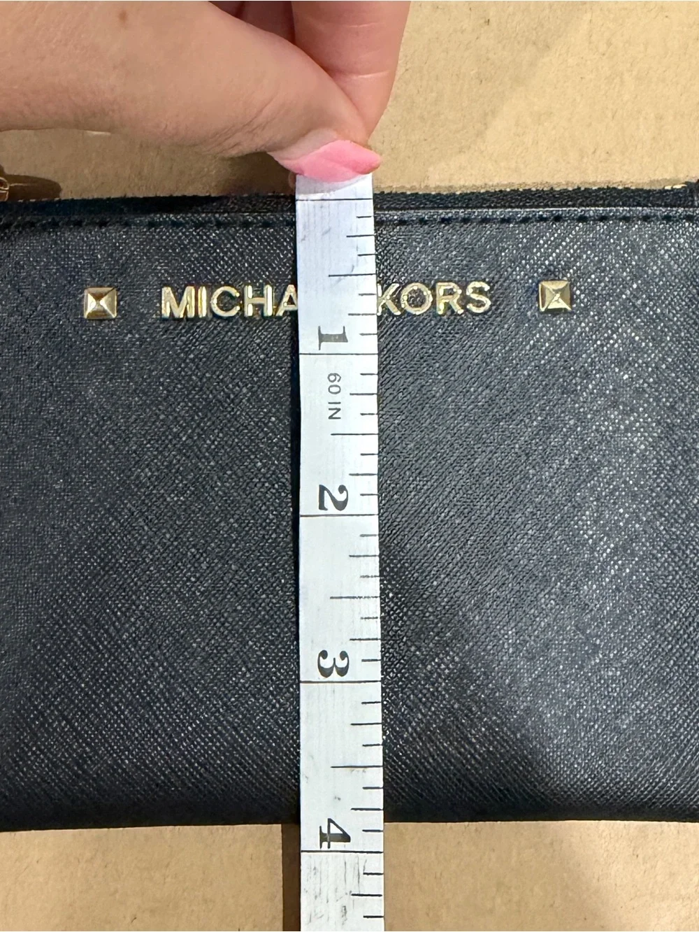Michael Kors Black Leather Wristlet Card Case